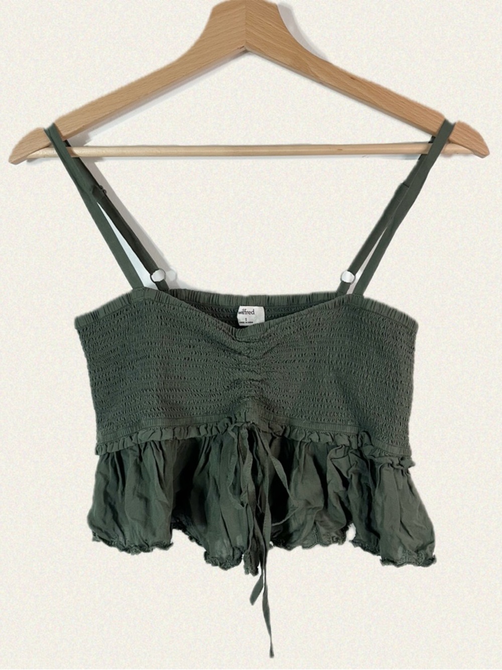 Olive Green Smocked Ruffle Cami Top - Picture 5 of 7